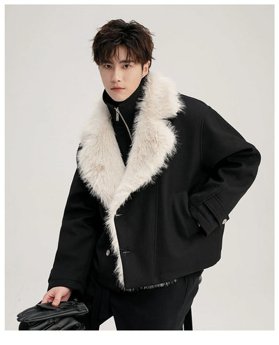 Chuan Layered Faux Fur Lapel Jacket-korean-fashion-Jacket-Chuan's Closet-OH Garments