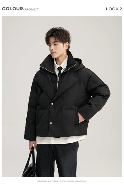 Chuan Layered Zip-Up and Hooded Jacket-korean-fashion-Jacket-Chuan's Closet-OH Garments