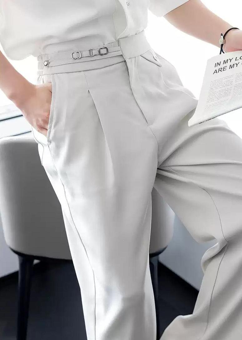Chuan Metallic Strap Drape Trousers-korean-fashion-Trousers-Chuan's Closet-OH Garments