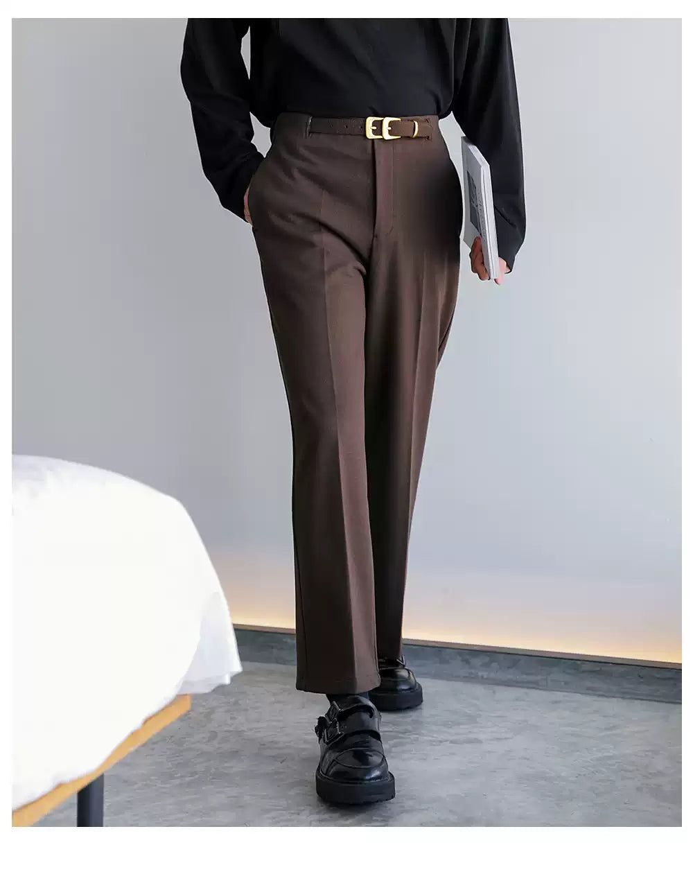 Chuan Mid-Line Slim Fit Trousers-korean-fashion-Trousers-Chuan's Closet-OH Garments