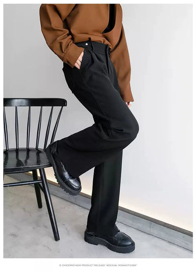 Chuan Pleated Bootcut Versatile Trousers-korean-fashion-Trousers-Chuan's Closet-OH Garments