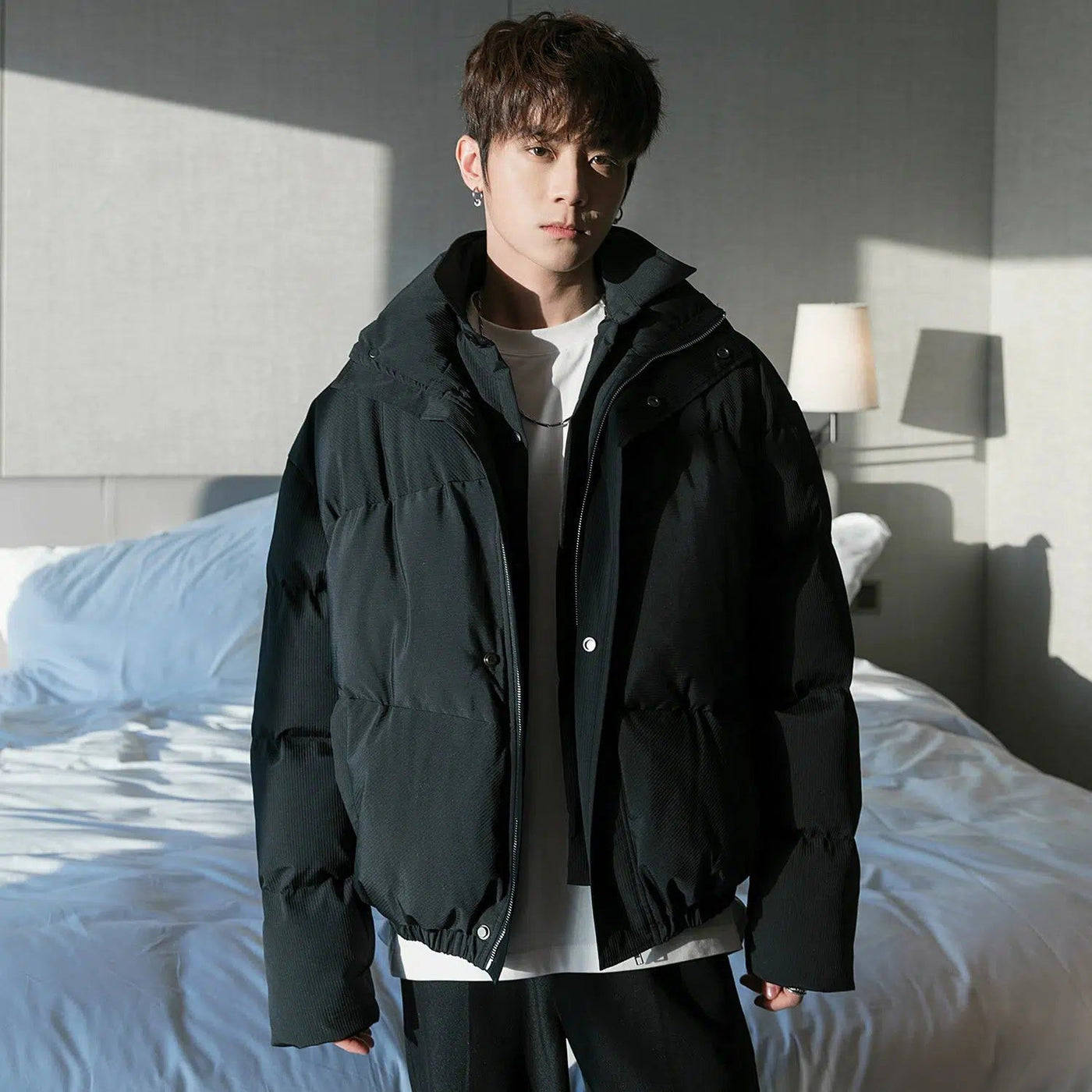 Chuan Rivet Buttons Lined Jacket-korean-fashion-Jacket-Chuan's Closet-OH Garments