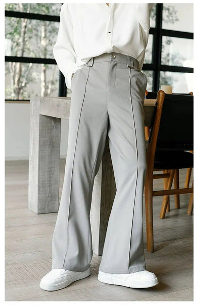 Chuan Seam Lines Accent Bootcut Trousers-korean-fashion-Trousers-Chuan's Closet-OH Garments