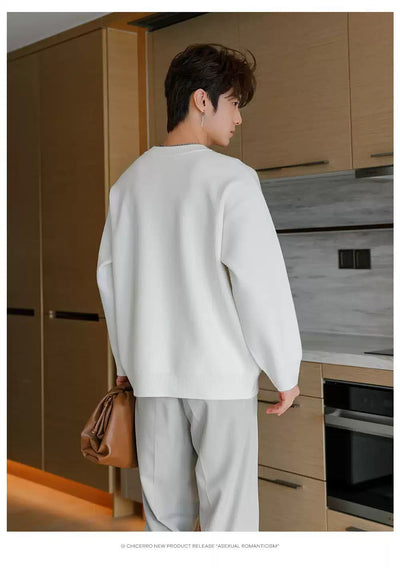 Chuan Solid Ribbed Hem Seam Detail Sweater-korean-fashion-Sweater-Chuan's Closet-OH Garments