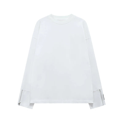 Chuan Solid Zipped Detail Long Sleeve T-Shirt-korean-fashion-T-Shirt-Chuan's Closet-OH Garments