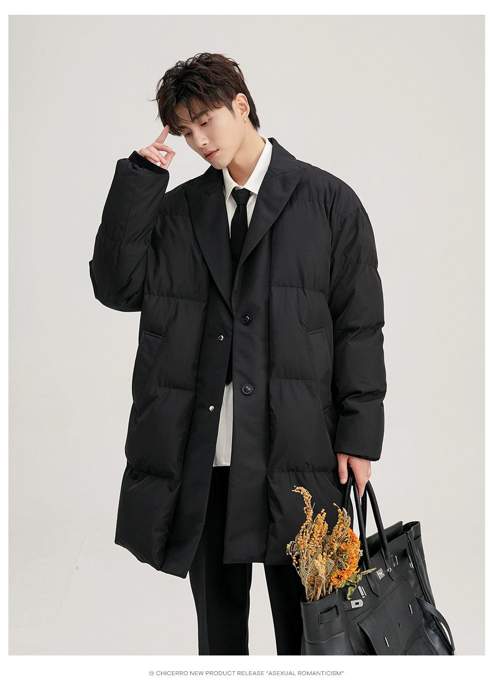 Chuan Spliced Layer Puffer Overcoat-korean-fashion-Long Coat-Chuan's Closet-OH Garments