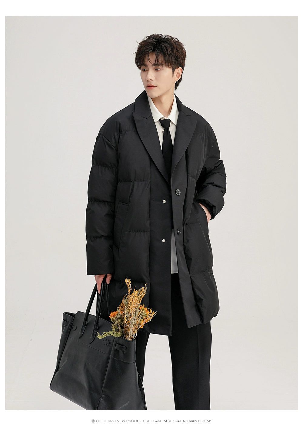 Chuan Spliced Layer Puffer Overcoat-korean-fashion-Long Coat-Chuan's Closet-OH Garments