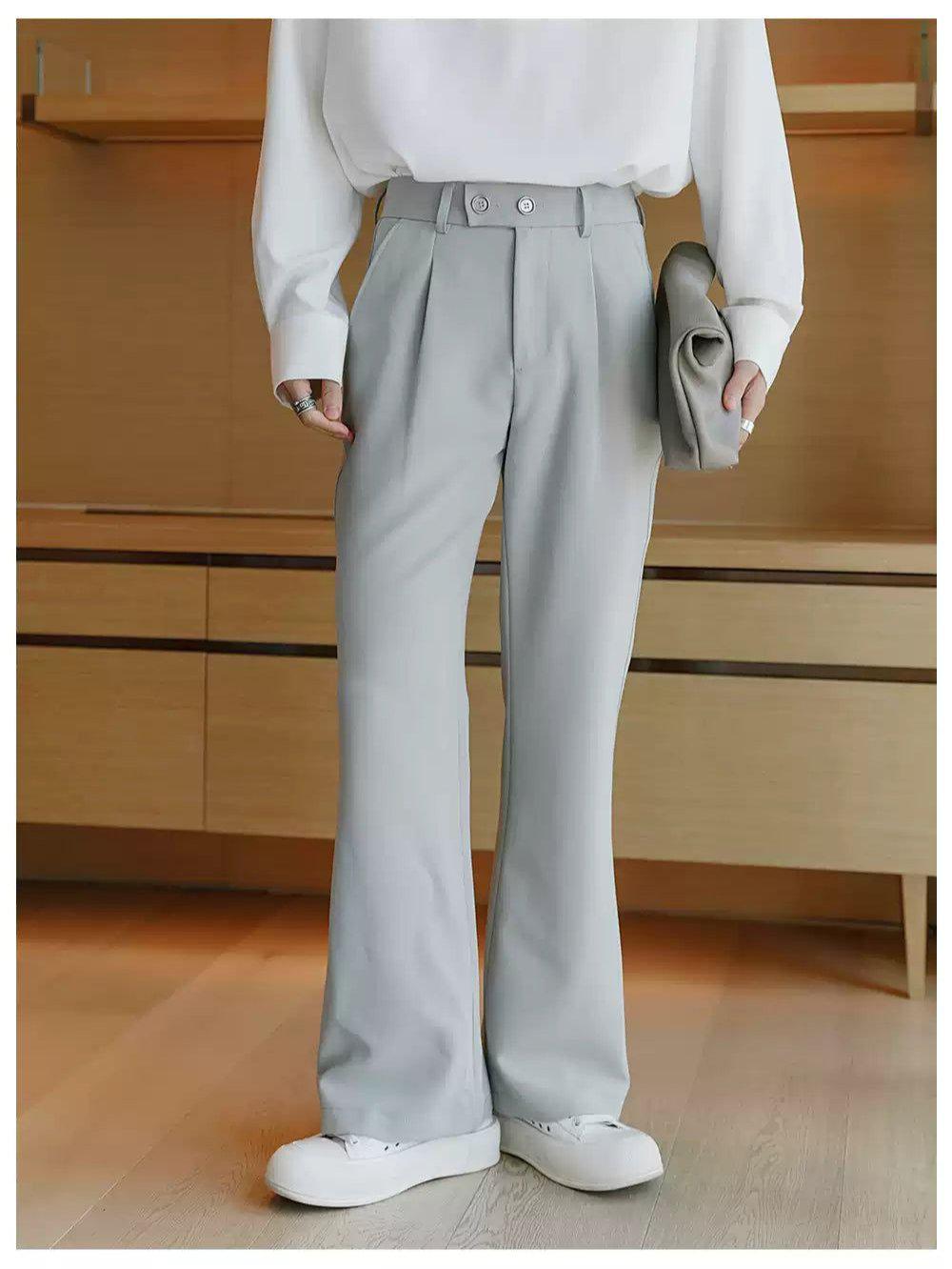 Chuan Straight Clean Fit Flared Trousers-korean-fashion-Trousers-Chuan's Closet-OH Garments