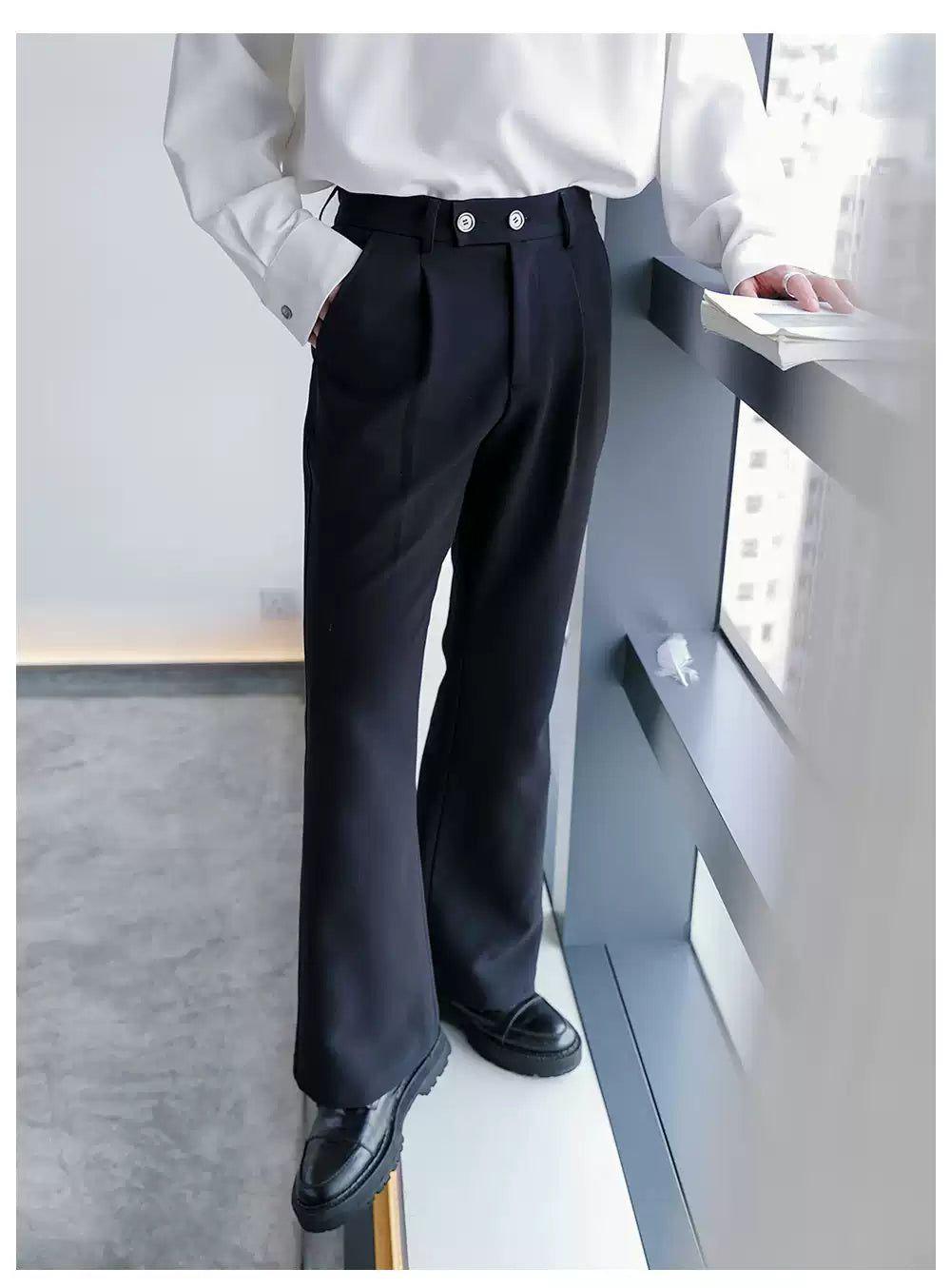 Chuan Straight Clean Fit Flared Trousers-korean-fashion-Trousers-Chuan's Closet-OH Garments