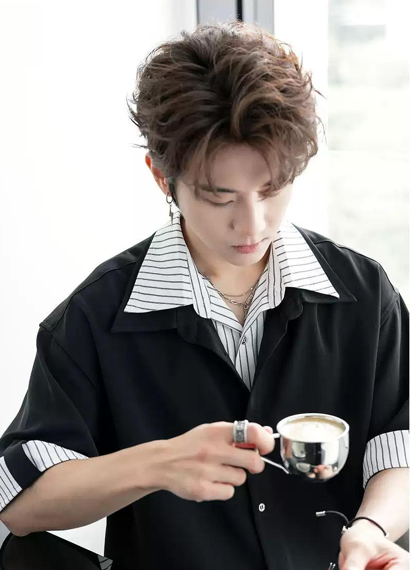 Chuan Stripe Layered Shirt-korean-fashion-Shirt-Chuan's Closet-OH Garments