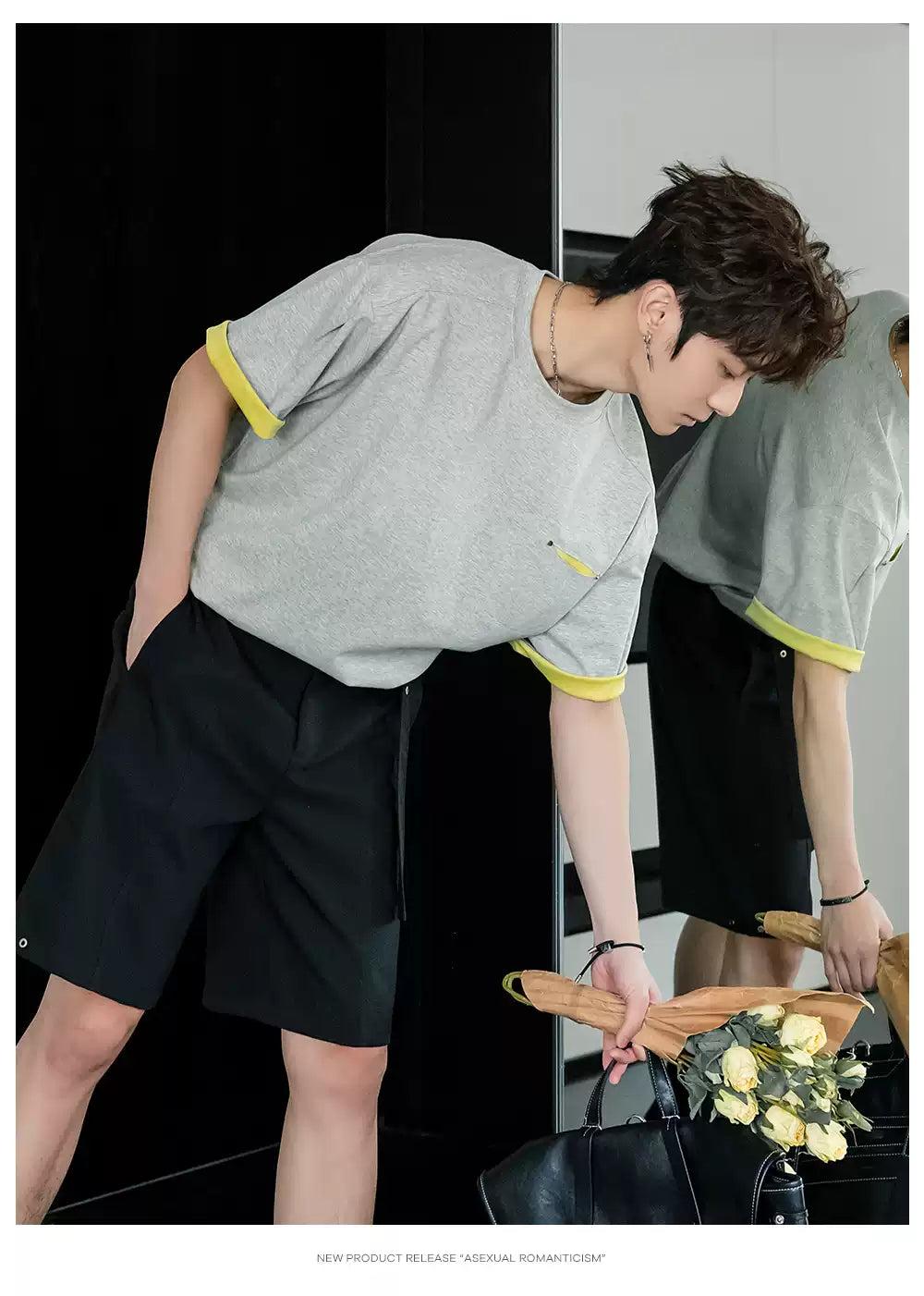 Chuan Two-Color Pocket Rivet T-Shirt-korean-fashion-T-Shirt-Chuan's Closet-OH Garments