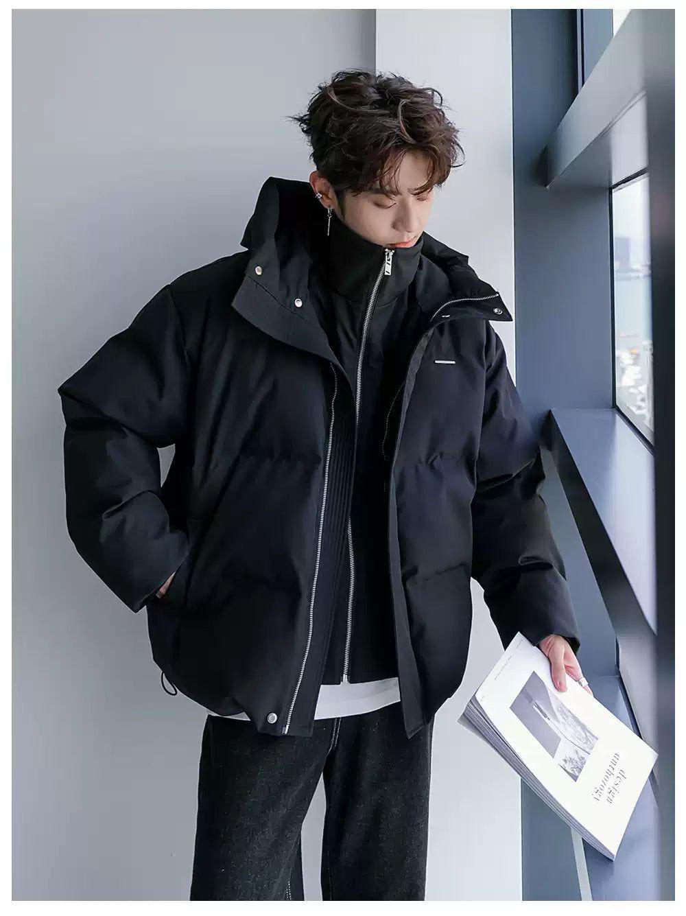 Chuan Two-Piece High Collar Hooded Puffer Jacket-korean-fashion-Jacket-Chuan's Closet-OH Garments