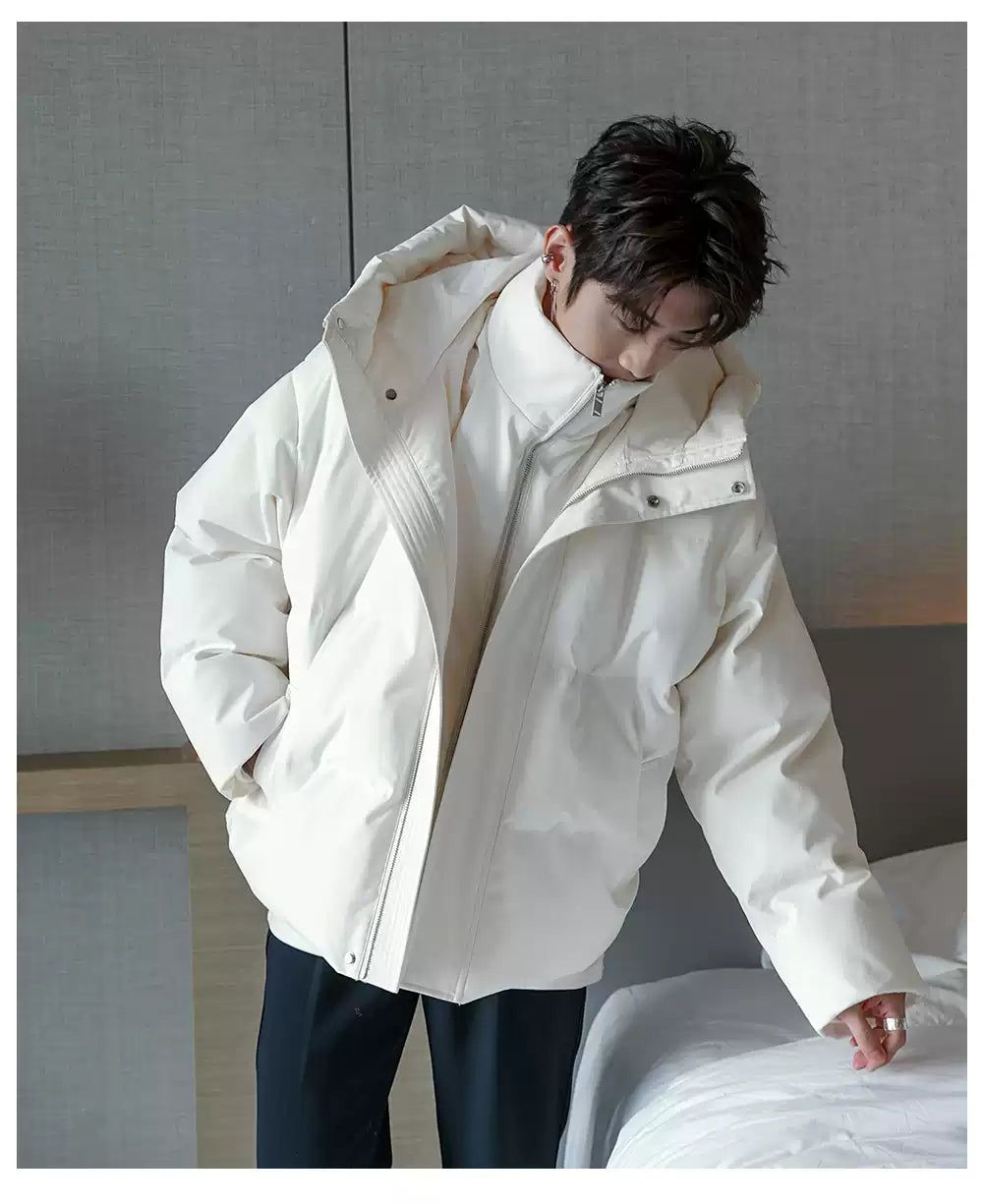 Chuan Two-Piece High Collar Hooded Puffer Jacket-korean-fashion-Jacket-Chuan's Closet-OH Garments