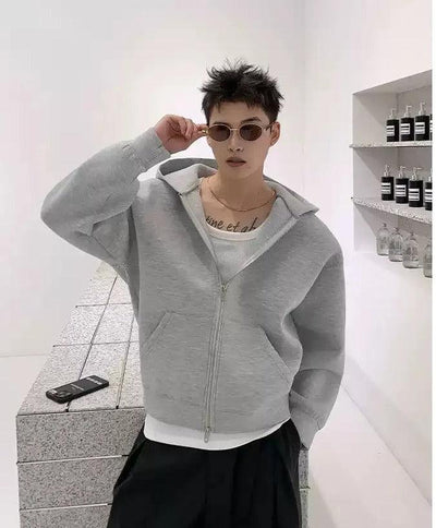 Cui Basic Kangaroo Pocket Zip-Up Hoodie-korean-fashion-Hoodie-Cui's Closet-OH Garments