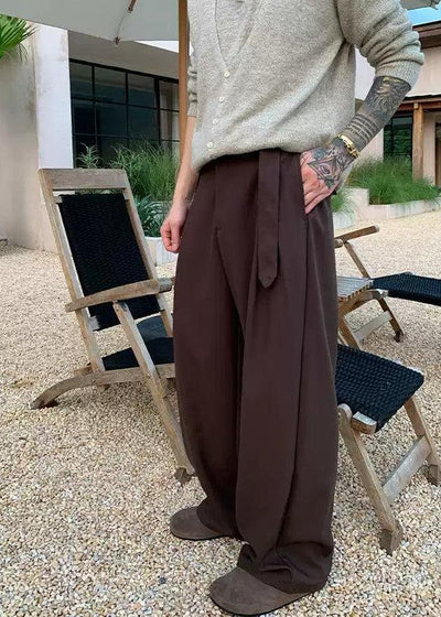 Cui Belt Strapped Pleated Trousers-korean-fashion-Trousers-Cui's Closet-OH Garments