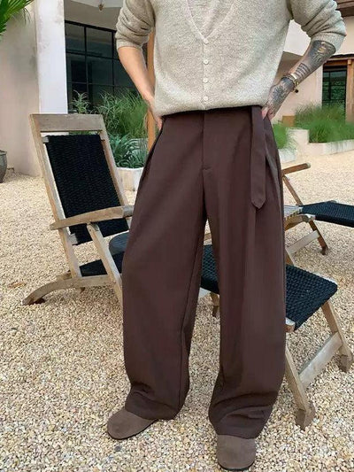 Cui Belt Strapped Pleated Trousers-korean-fashion-Trousers-Cui's Closet-OH Garments