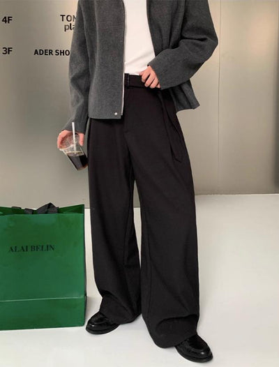 Cui Belt Strapped Pleated Trousers-korean-fashion-Trousers-Cui's Closet-OH Garments