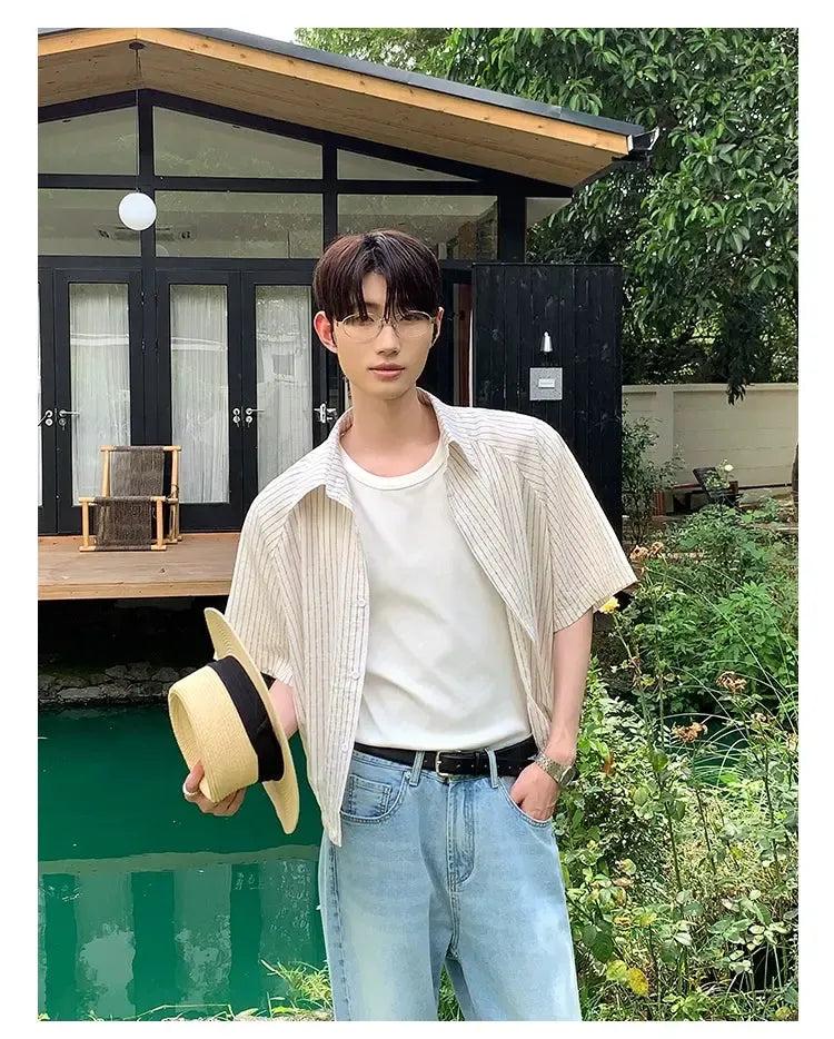Cui Boxy Fit Neat Stripes Shirt-korean-fashion-Shirt-Cui's Closet-OH Garments