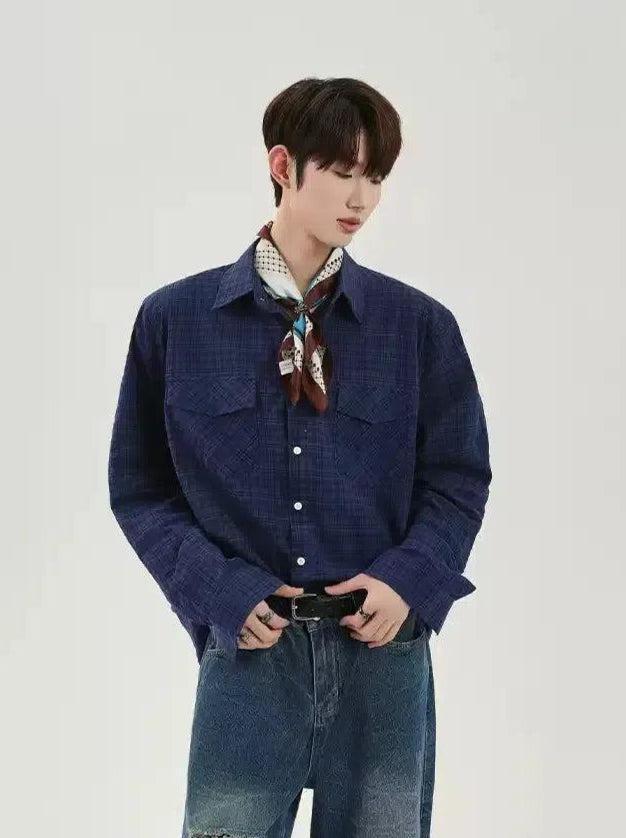 Cui Breast Pocket Buttoned Shirt-korean-fashion-Shirt-Cui's Closet-OH Garments