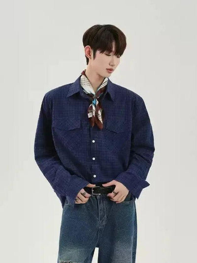 Cui Breast Pocket Buttoned Shirt-korean-fashion-Shirt-Cui's Closet-OH Garments