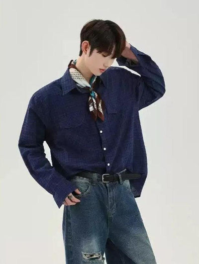 Cui Breast Pocket Buttoned Shirt-korean-fashion-Shirt-Cui's Closet-OH Garments