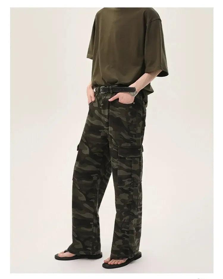 Cui Camouflage Straight Cargo Pants-korean-fashion-Pants-Cui's Closet-OH Garments