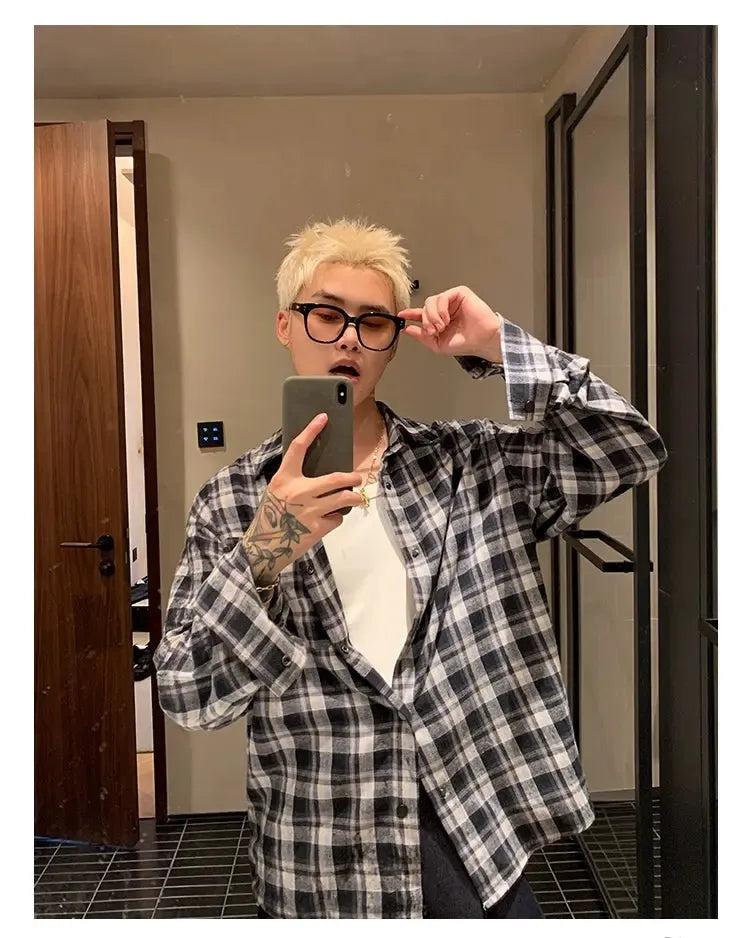 Cui Casual Plaid L/S Shirt-korean-fashion-Shirt-Cui's Closet-OH Garments