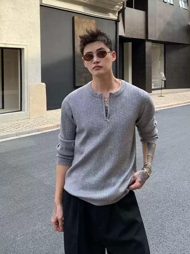 Cui Chic Waffle Knit Half-Zip-korean-fashion-Half-Zip-Cui's Closet-OH Garments