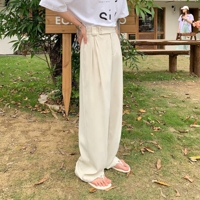 Cui Clasic Minimal Side Folds Detail Trousers-korean-fashion-Pants-Cui's Closet-OH Garments