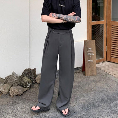 Cui Clasic Minimal Side Folds Detail Trousers-korean-fashion-Pants-Cui's Closet-OH Garments