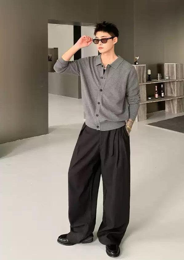 Cui Collared Texture Knitted Cardigan-korean-fashion-Cardigan-Cui's Closet-OH Garments
