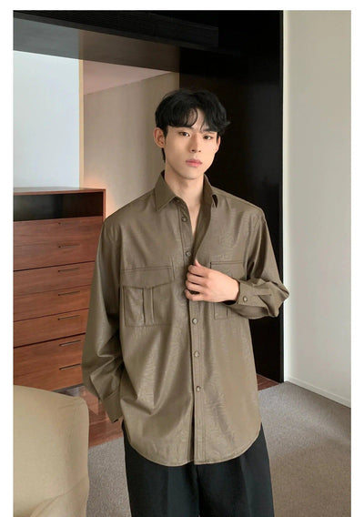 Cui Double Pocket Satin Shirt-korean-fashion-Shirt-Cui's Closet-OH Garments