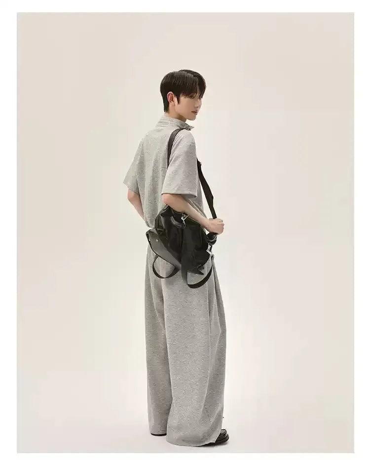 Cui Drawstring Stand Collar T-Shirt & Loose Sweatpants Set-korean-fashion-Clothing Set-Cui's Closet-OH Garments