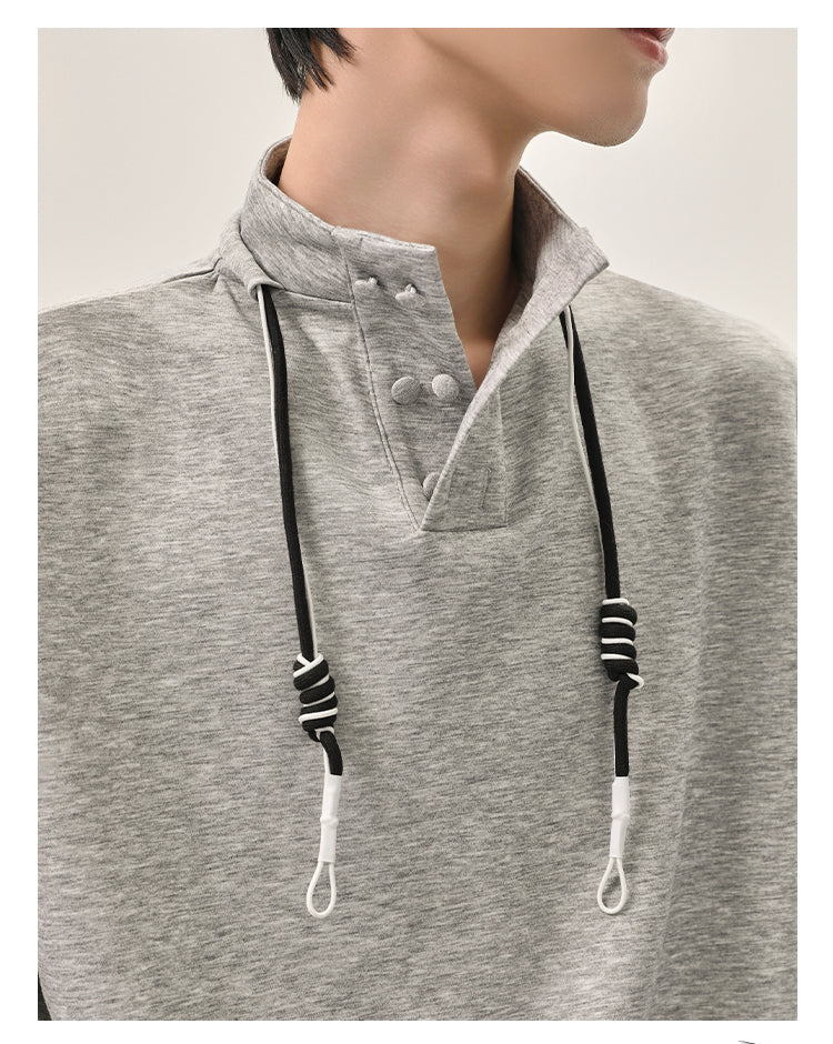 Cui Drawstring Stand Collar T-Shirt & Loose Sweatpants Set-korean-fashion-Clothing Set-Cui's Closet-OH Garments