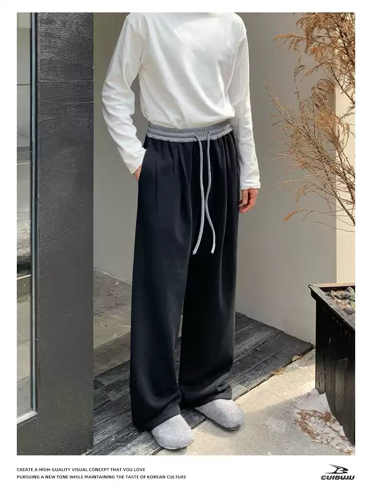 Cui Drawstring Waist Drape Sweatpants-korean-fashion-Pants-Cui's Closet-OH Garments