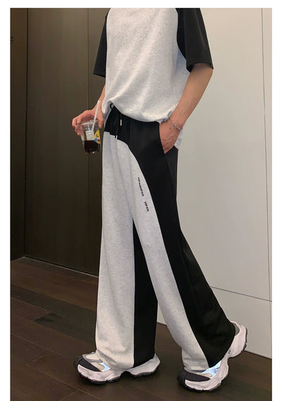 Cui Duotone Spliced Gartered Sweatpants-korean-fashion-Pants-Cui's Closet-OH Garments