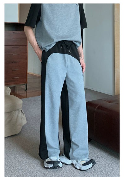 Cui Duotone Spliced Gartered Sweatpants-korean-fashion-Pants-Cui's Closet-OH Garments