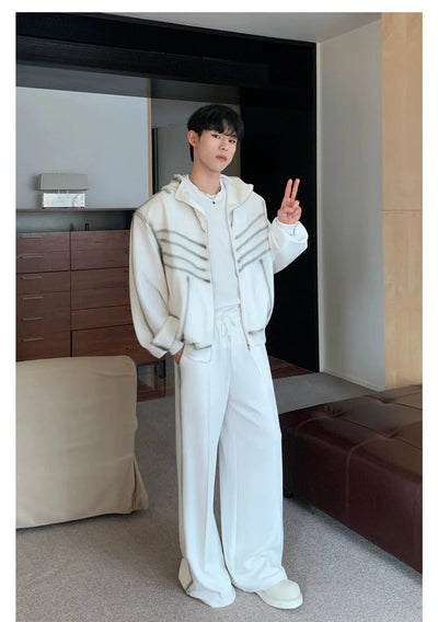 Cui Dyed Contrast Line Zip-Up Hoodie & Sweatpants Set-korean-fashion-Clothing Set-Cui's Closet-OH Garments