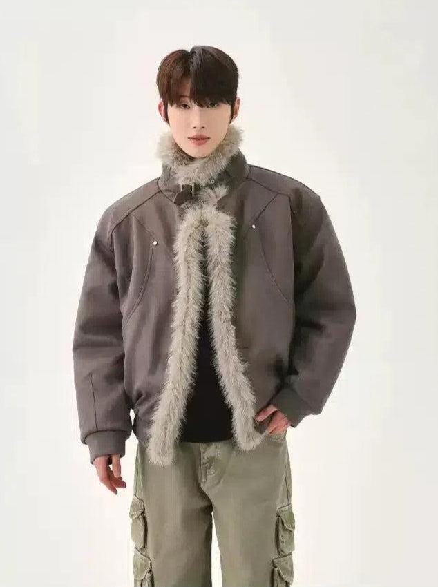 Cui Faux Fur Lapel Jacket-korean-fashion-Jacket-Cui's Closet-OH Garments