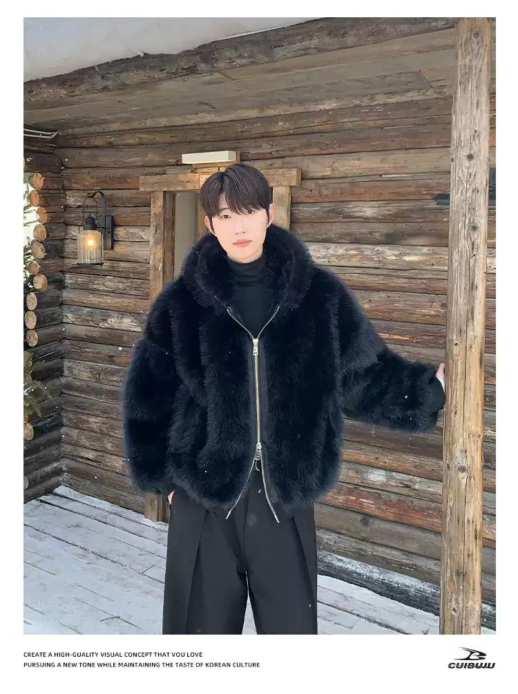 Cui Fur Hooded Zipped Jacket-korean-fashion-Jacket-Cui's Closet-OH Garments