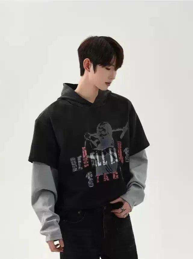 Cui Graphic Print Spliced Layer Hoodie-korean-fashion-Hoodie-Cui's Closet-OH Garments