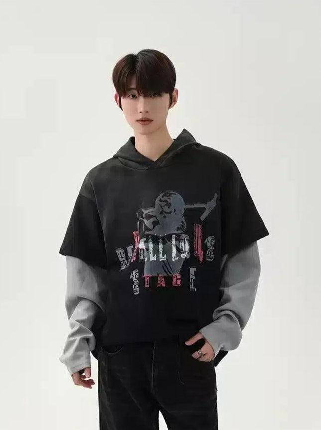 Cui Graphic Print Spliced Layer Hoodie-korean-fashion-Hoodie-Cui's Closet-OH Garments