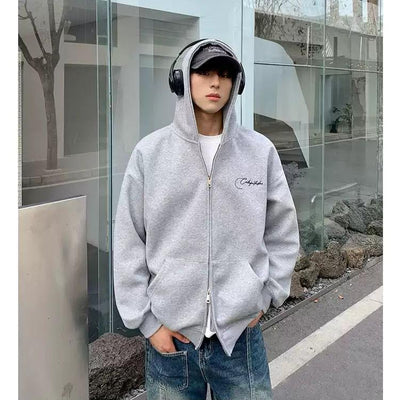 Cui Logo Embroidery Zip-Up Hoodie-korean-fashion-Hoodie-Cui's Closet-OH Garments