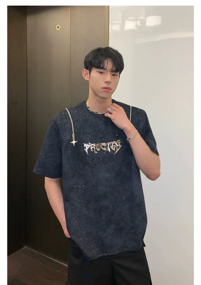 Cui Metallic Letters Starry Sequins T-Shirt-korean-fashion-T-Shirt-Cui's Closet-OH Garments