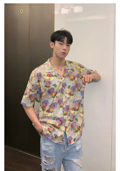 Cui Oil Painting Floral Shirt-korean-fashion-Shirt-Cui's Closet-OH Garments