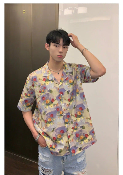 Cui Oil Painting Floral Shirt-korean-fashion-Shirt-Cui's Closet-OH Garments