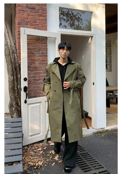 Cui Outline Belt Versatile Overcoat-korean-fashion-Long Coat-Cui's Closet-OH Garments