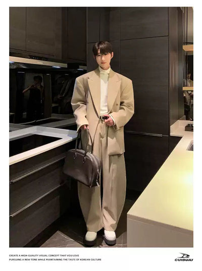 Cui Oversized Lapel Blazer & Curved Trousers Set-korean-fashion-Clothing Set-Cui's Closet-OH Garments