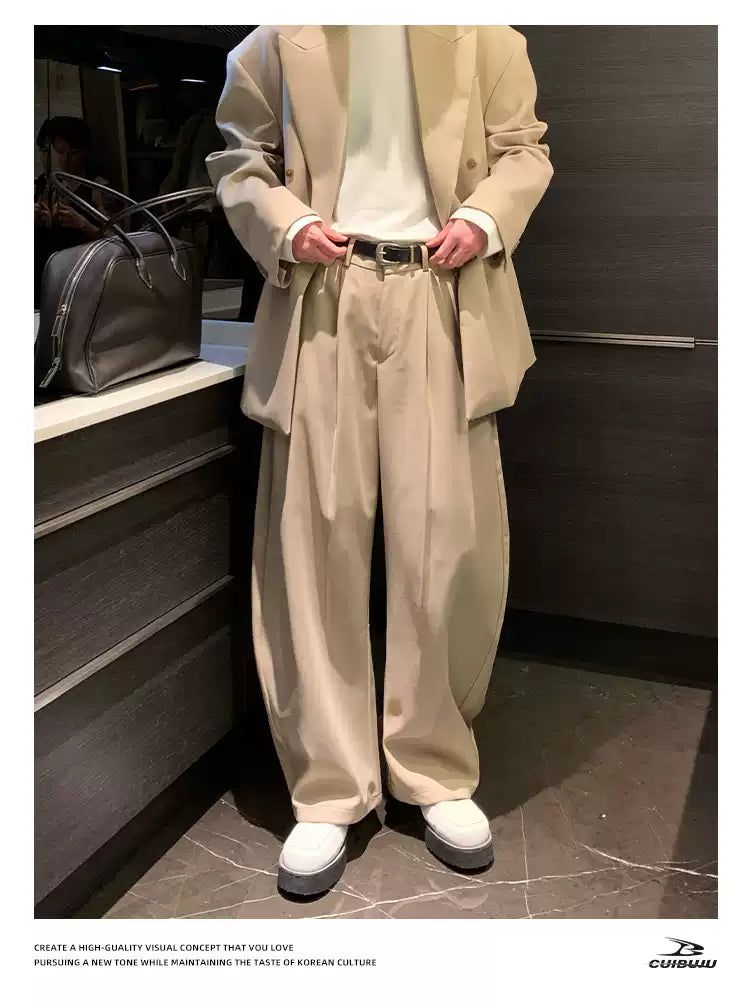 Cui Oversized Lapel Blazer & Curved Trousers Set-korean-fashion-Clothing Set-Cui's Closet-OH Garments