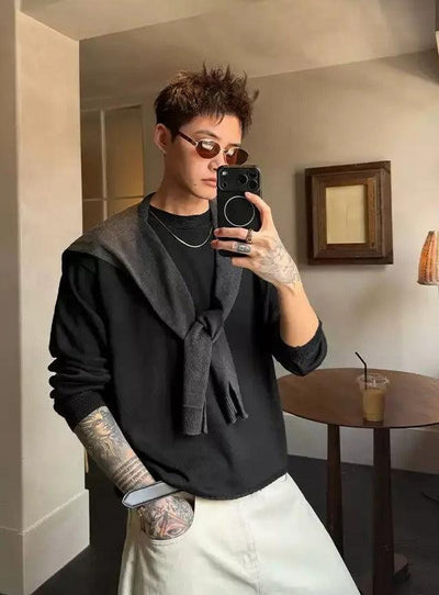 Cui Pattern Knitted Lightweight Sweater-korean-fashion-T-Shirt-Cui's Closet-OH Garments